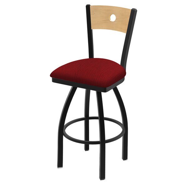 25" Swivel Counter Stool, Black Wrinkle, Nat Back, Graph Ruby Seat
